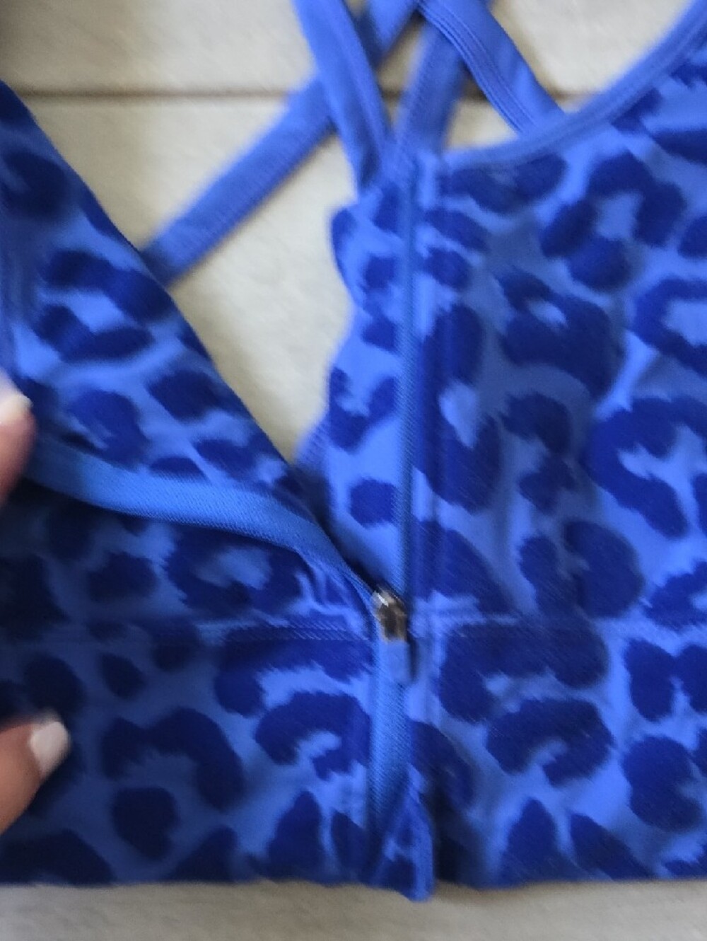 Balance/Vitality Athletica Blue Leopard Front-Zip Sports Bra - Picture 4 of 7